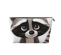 Cartoon Cute Raccoon Print Printed Travel Cosmetic Bags with Silver Zipper Makeup Organizer Cosmetic Case Toiletry Bag for Women Mom Girls