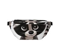 Cartoon Cute Raccoon Print Printed Waist Bag Adjustable Bum Bag Lightweight Travel Waist Fanny Pack Belt for Walking Cycling Hiking Travel