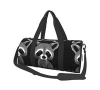 Cartoon Cute Raccoon Print Round Duffel Bag, Canvas Overnight Travel Tote Bag, Waterproof and Tear-Resistant.Foldable Weekend Travel Bag