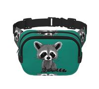 Cartoon Cute Raccoon Print Stylish and Practical Waist Bag,Adjustable,Perfect for Travel,and Outdoor Activities