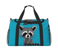 Cartoon Cute Raccoon Print Weekender Bag,Gym Bag with,Carry On Luggage Overnight Weekend Bag, Holdall Handbag & Shoulder Bag for Travel Fitness