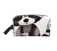 Cartoon Cute Raccoon Printing Portable Makeup Bag for Women Girl Large Capacity Travel Cosmetic Bag Makeup Pouch Organizer with Handle