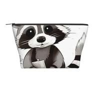 Cartoon Cute Raccoon Printing Trapezoid Makeup Bag for Women Girl Large Capacity Portable Travel Cosmetic Bag Makeup Pouch Organizer