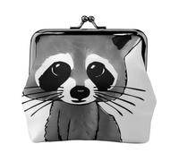 Cartoon Cute Raccoon, PU Leather Coin Purse, Small Wallets, Change Pouch with Kiss Lock Clasp Buckle, Change Purse
