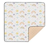 Cartoon Cute Rainbow Large Sturdy Baby Playmat for Floor Non-Toxic Infant Play Mat for Babies Infants Toddlers, 50'' x 50''