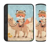 Cartoon Cute Red Fox Camel Desert 2 pcs carseat Strap Covers, More Comfort Driving, seat Belt Covers Shoulder Pads for Sedan