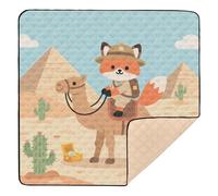 Cartoon Cute Red Fox Camel Desert Large Stylish Baby Play Mat for Floor Lightweight Foldable Activity Entertainment Mat for Babies Infants Toddlers, 50'' x 50''gimnasio para Bebes recien