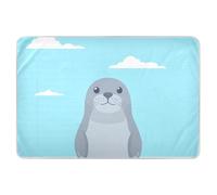 Cartoon Cute Seal Blue Potty Training Pee Pad Soft Absorbent Baby Diaper Changing Pad Anti-Lip Cradle for Infant Baby , 52" L x 34" W