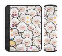 Cartoon Cute Sheep White 2 pcs Padded Seatbelt Strap Cover, Protects Your Neck and Shoulders, Covers for seat Belts for Airplane