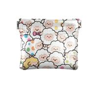 Cartoon Cute Sheep White PU Leather Small Coin pouching Cute Card Holder pouching for Women Girls