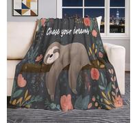 Cartoon Cute Sloth Branches Print Blankets, Colorful Throws for Sofas Bed Settee Xmas Decorations Fleece Blanket Soft Warm Cosy Christmas Throw Fluffy Bed Throw - 130×150 cm