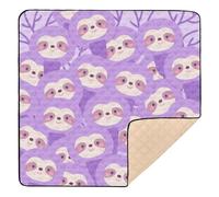 Cartoon Cute Sloth Purple Large Sturdy Baby Playmat for Floor Cozy Breathable Baby Kick Crawling Mat for Baby Kids Toddlers Infants, 50'' x 50''