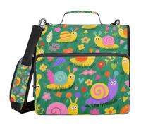 Cartoon Cute Snail and Flowers Colorful 1.5-Inch 3-Rings Binder Zipper with Handle Waterproof Portfolio Binder for School/Office