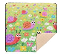 Cartoon Cute Snail and Flowers Colorful Large Sturdy Baby Play mat Foldable for Floor Non-Toxic Foldable Padded Play Mat for Baby Toddler Infant, 50'' x 50''tapete de gimnasio para