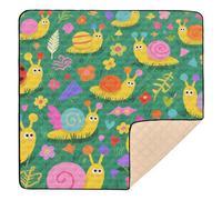 Cartoon Cute Snail and Flowers Colorful Large Sturdy Baby Play mat Foldable for Floor Portable Foldable Tummy Time Activity Mat for Babies Infants Toddlers, 50'' x 50''alfombrilla de
