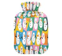 Cartoon Cute Snowman Colorful Cute hot Water Bottle with Soft Cover, 2L Warm Compress for Neck Shoulder Warmer,Neck Shoulder Warmer,bolsas para agua Caliente