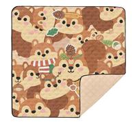 Cartoon Cute Squirrel Brown Large Non-Slip Baby Play Mat for Indoor Outdoor Portable Foldable Infant Play Mat for Newborns Babies Infants Toddlers, 50'' x 50''