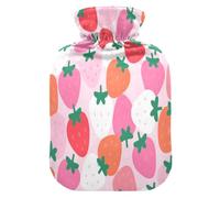 Cartoon Cute Strawberry Pink hot-Water Bottle with Soft Cover, 1L Warm Compress for Menstrual Cramps,Menstrual Cramps,Bolsa para agua Caliente