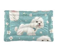 Cartoon Cute Sweet Dog White Washable Pet Sleeping Mat Non-Slip Soft Comfortable Cat Kennel Crate Pad for Medium/Large Dogs 36" x 24"