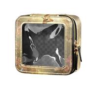 Cartoon Cute Sweet Giraffe Yellow Clear Small Makeup Bag for Purse Toiletry Bag Mini Makeup Containers for Women