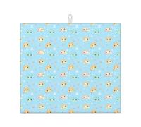 Cartoon Cute Turtle Print Microfiber Dish Drying Mats for Kitchen Counter, Machine Wash Super Absorbent Dish Drying Pad Rack Mat 16x18 Inch
