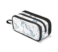 Cartoon Cute Unicorn Cartoon Balloon Pencil Case, Large Capacity Pen Bag for Boys Girls 3 Compartment Pencil Pouch Students Stationery Organizer Marker Case for School Office Work