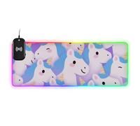 Cartoon Cute Unicorn Purple Wirel Charging Glowing Huge Mouse pad Waterproof gameing 35.4 x 15.7 in pc Mousepad
