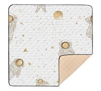 Cartoon Cute White Astronaut Planet Large Non-Slip Baby Playmat for Indoor Outdoor Waterproof Baby Kick Crawling Mat for Babies Infants Toddlers, 50'' x 50''