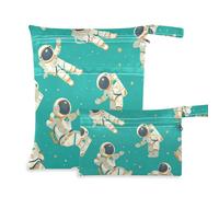 Cartoon Cute White Astronaut waterproof bags for swimmers 2 Pack diaper bag essential items with handles for gym, yoga