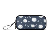 Cartoon Cute White Bear Nylon Large Pencil Bag for Girls Large Capacity Pencil Storage Case School Stationery for High School Nurse