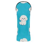 Cartoon Cute White Bichon Frise Dog Golf Cover Set Premium Leather Waterproof Headcover with Number Tag for Driver Protector para carro de Golf