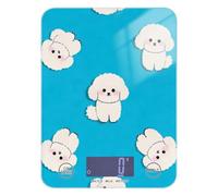 Cartoon Cute White Bichon Frise Dog LCD Display Portable Food Scales 11lb/0.18oz, 5kg/5g Small Scales with 4 Unit for Espresso Weight Loss Dieting (Batteries not Included)