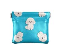 Cartoon Cute White Bichon Frise Dog Women's Small Leather Coin Purse Wallet Convenient Mini Purse Wallet for Girls Ladies Handbag
