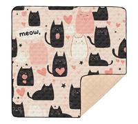 Cartoon Cute White Black Cats Pink Soft Thick Thick Play mat for Baby for Floor One-Piece Foldable Infant Play Mat for Babies Infants Toddlers, 50'' x 50''gimnasio de actividades para