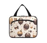 Cartoon Cute White Cat Balloon Hanging Toiletry kit for Men with Hook, Designer Essentials Shaving Bag for Men for Travel Accessories Trip Bolsa de maquillaje para Mujer L