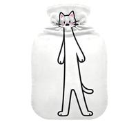 Cartoon Cute White Cat Cute hot Water Bottle with Soft Cover, 2L hot compresses for The Body for Sore Muscle,Sore Muscle,Bolsa para agua Caliente