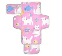 Cartoon Cute White Cats and Fish Reusable Changing Pads with Tissue Pocket Waterproof Changing pad for Baby with Built-in Pillow cambiadores de pa?ales para Bebes