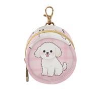 Cartoon Cute White Dog Newborned Boy Pacifiers Holder Case with Zipper and Clip Change Purse Key Holder, Baby Items Storage Container