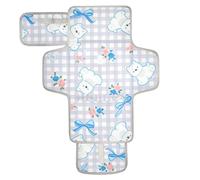 Cartoon Cute White Dog Plaid Reusable wipeable Changing pad with Tissue Pocket Portable Diaper Changing pad with Built-in Pillow cambiador de pa?ales para Bebes