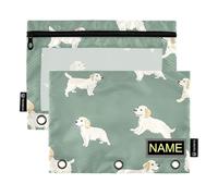 Cartoon cute white dog Rings binder plastic with Clear Window personalize color pencil case big capacity 3 Rings pencil case for Storing School Students Teacher Supplies Multicolored 2 PCS