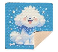 Cartoon Cute White Dog Soft Foam Baby Gym & Activity Mat for Floor Cozy Breathable Foldable Baby Play Tummy Time Mat for Babies Infants Toddlers, 50'' x 50''de actividades para