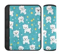Cartoon Cute White Dog Star 2 Pack car Seats Strap Covers, Protects Your Neck and Shoulders, car seat Cover pad for Backpack Van Sedan 10x7.7 in accesorios para carro