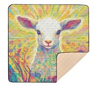 Cartoon Cute White Easter Lamb Soft Foam Baby Activity Play Mat for Indoor Outdoor 1-Piecing Activity Gym Mat for Baby Toddler Infant, 50'' x 50''