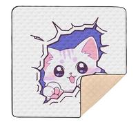 Cartoon Cute White Funny Cat Cute Foldable Foldable Baby Play mat for Floor Cozy Breathable Foldable Padded Baby Mat for Baby Kids Toddlers Infants, 50'' x 50''alfombras con Musica para