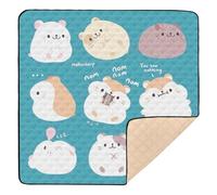 Cartoon Cute White Hamster Soft Foam Baby Play Mat for Floor Non-Toxic Baby Kick Crawling Mat for Baby Kids Toddlers Infants, 50'' x 50''