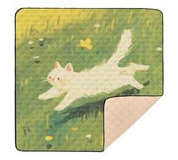 Cartoon Cute White Kitten Large Non-Slip Baby Activity Play Mat for Floor Water Resistant Tummy Time & Crawling Mat for Baby Toddler Infant, 50'' x 50''