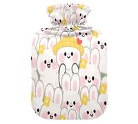 Cartoon Cute White Rabbit hot Waterbottle with Soft Cover, 1L hot compresses for The Body for Hot and Cold Therapies,Hot and Cold Therapies,compresas calientes para el vientre