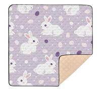 Cartoon Cute White Rabbit Large Stylish Baby Play Mat for Indoor Outdoor Non-Toxic Travel Play Mat for Baby Kids Toddlers Infants, 50'' x 50''