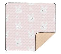 Cartoon Cute White Rabbit Large Stylish Baby Playmat for Indoor Outdoor Washable Padded Baby Mat for Babies Infants Toddlers, 50'' x 50''