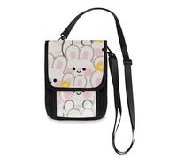 Cartoon Cute White Rabbit Travel Wallet Passport Holder Travel Wallet Organizer Slim Lightweight Crossbody Bag with Adjustable Strap